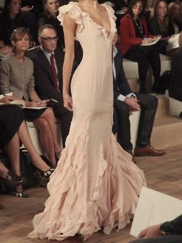 Pretty Mermaid V neckline Long Chiffon Prom Dresses Charming Evening Dress cg25356