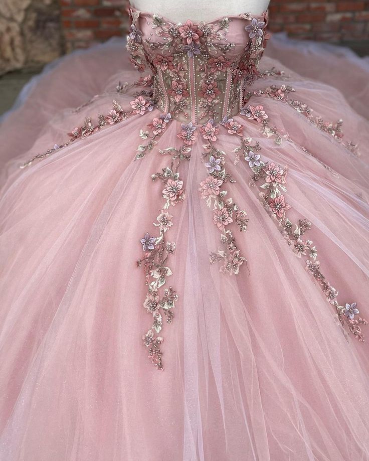 Pink Tulle Appliques Quinceanera Dresses A Line Off Shoulder Evening Dresses cg25343