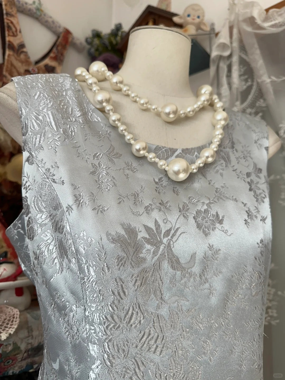 A Line Vintage Silver Long Prom Party Gown Evening Dresses cg25347