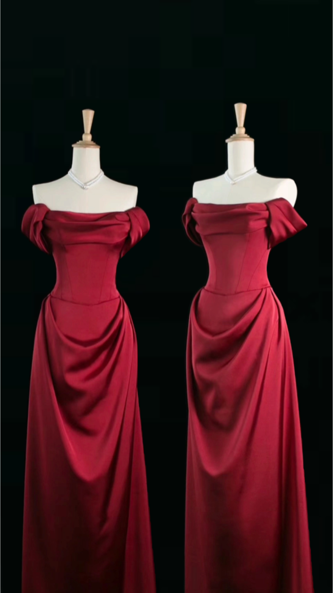 Elegant Off Shoulder Burgundy Prom Gown Evening Party Dress cg25382
