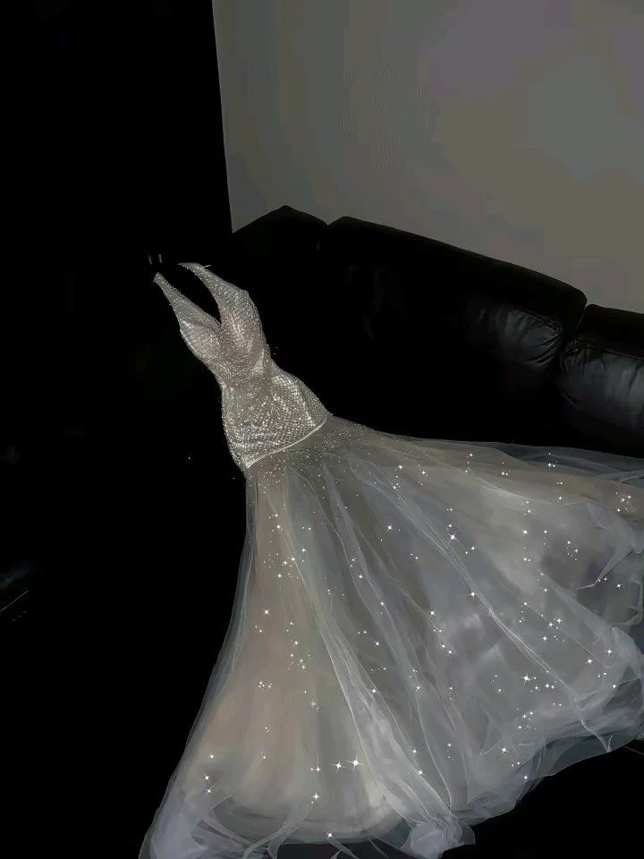 A Line Halter Tulle Sequin Long Prom Dress,Wedding Dress,Evening Dress cg26183