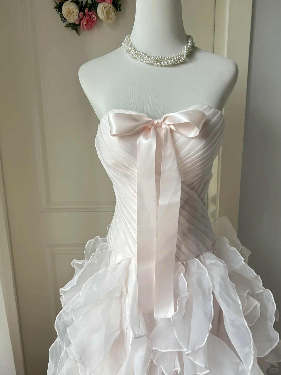 A Line Light Pink Strapless Prom Party Dresses Unique Long Evening Dress Vintage Princess Dress   cg25989