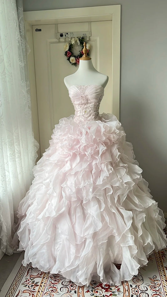 A Line Pink Prom Party Dresses Unique Long Evening Dress Vintage Princess Dress   cg25983