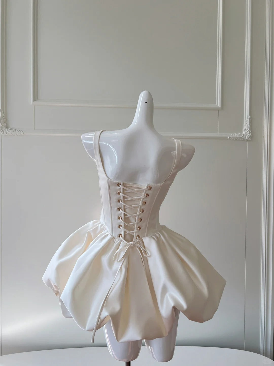 White Satin Short Prom Dress A-Line Sleeveless Evening Dress Short Party Gown    cg26008