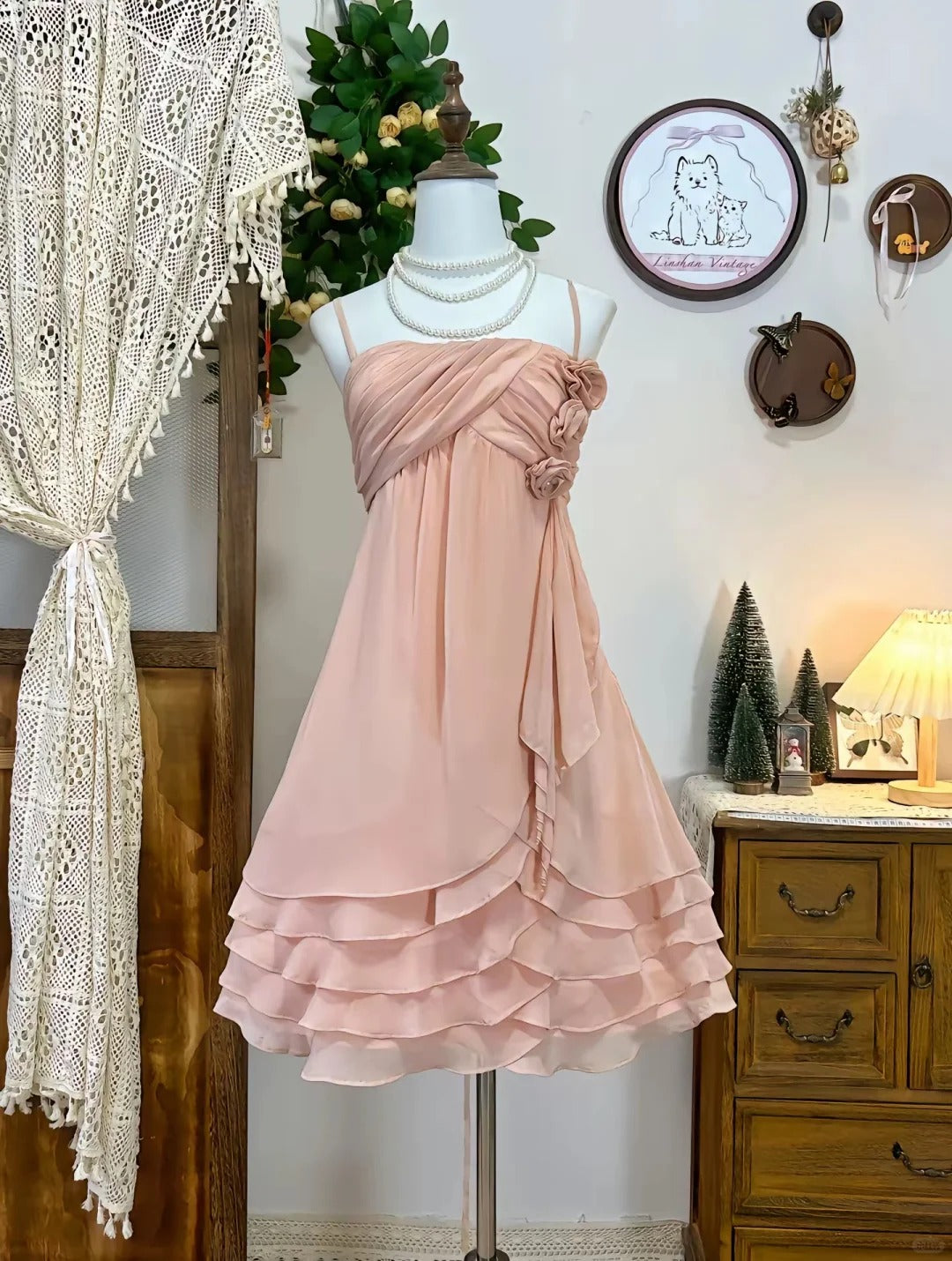 A Line Pink Vintage Short Party Dress Cocktail Dresses Homecoming Dress     cg25827