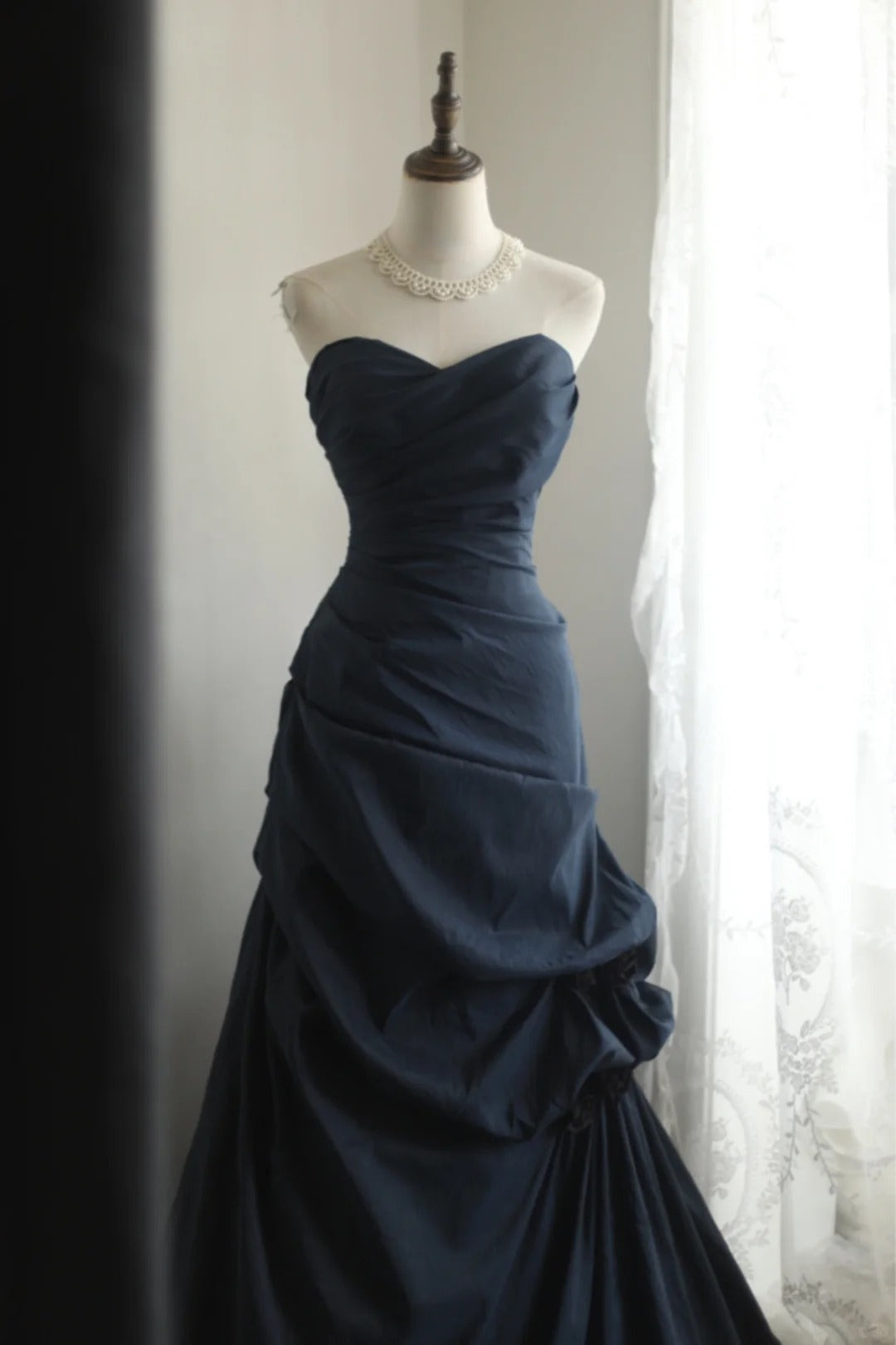 Sweetheart Navy Blue Prom Party Dresses Unique Long Evening Dress   cg25938
