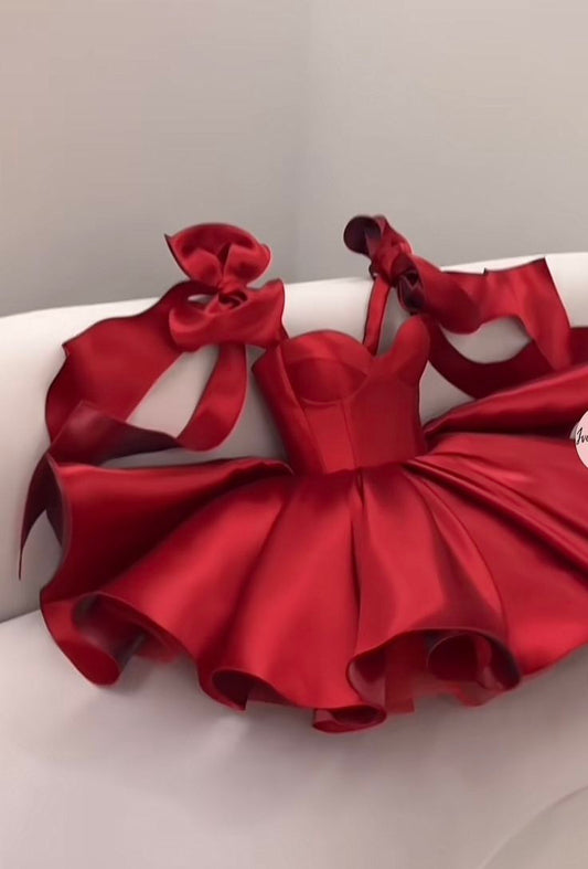 A Line Red Short Prom Dresses Homecoming Gowns      cg25609