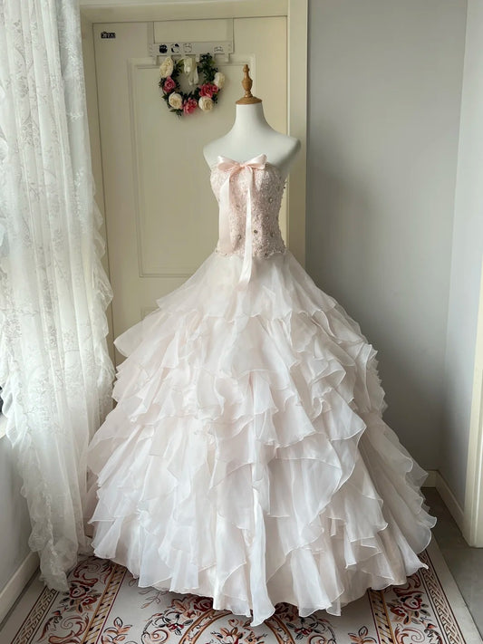 A Line Pink Ball Gown Quinceanera Dress Unique Long Evening Dress    cg25507