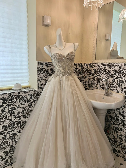 A Line Tulle Princess Evening Dress for Girls Long Party Gowns    cg25784