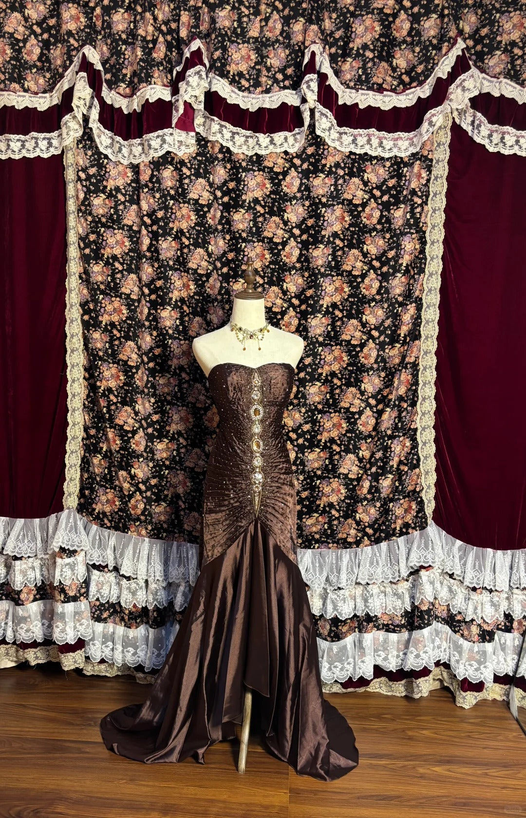 A Line Brown Strapless Evening Dresses,Sleeveless Party Prom Dress  cg25479