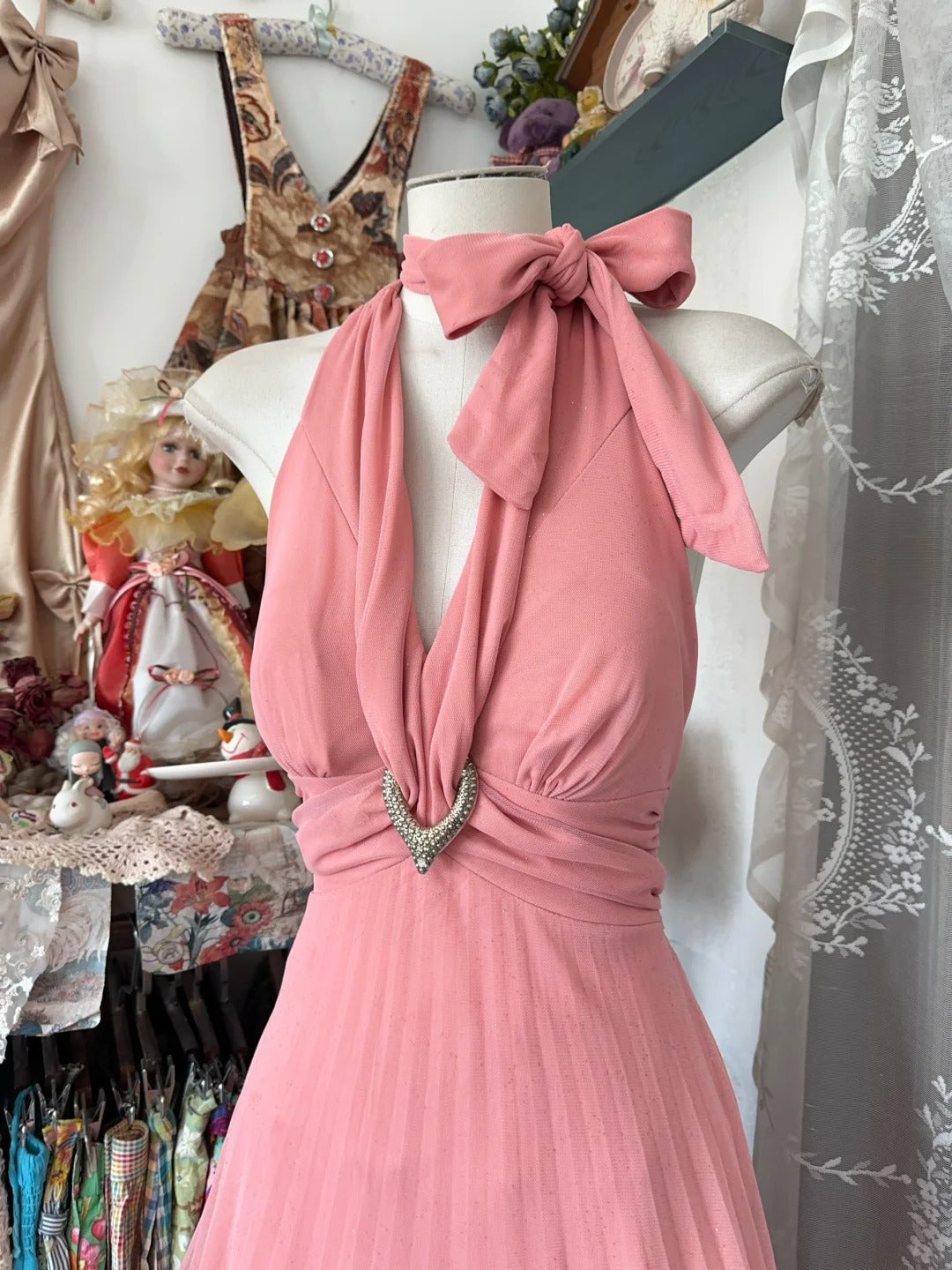 Vintage Evening Dresses,Pink Long Sleeveless Party Gowns  cg25539