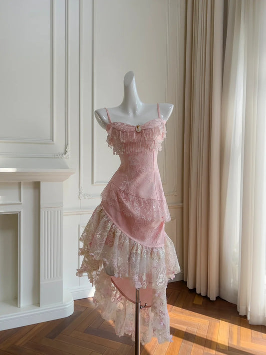 Pink Prom Party Dresses Unique Evening Dress Vintage Princess Dress   cg26007