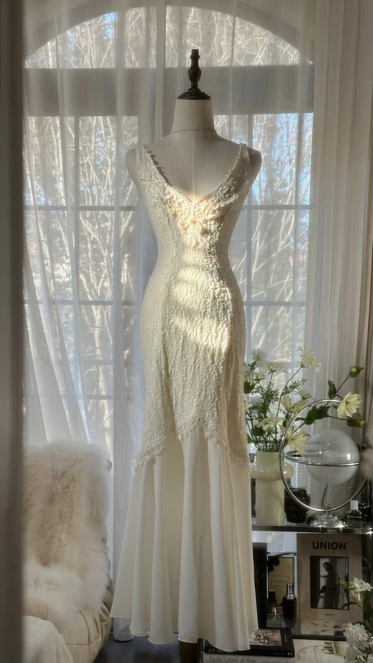 Vintage Evening Dresses, Ivory Sleeveless Party Gowns  cg25522