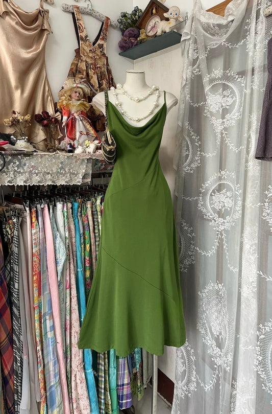 Green Simple Vintage Evening Dresses, Sleeveless Party Gowns  cg25496