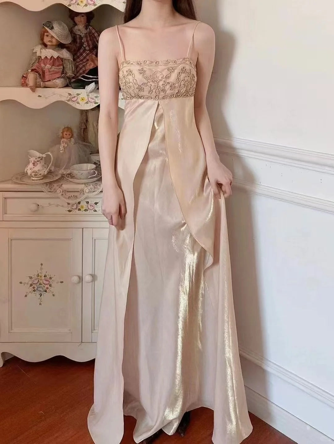A Line Vintage Long Party Dress Evening Dress Prom Dresses     cg25696