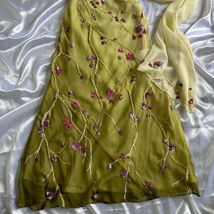 vintage floral dress Long Prom Dress Party Gown Evening Dress      cg25231