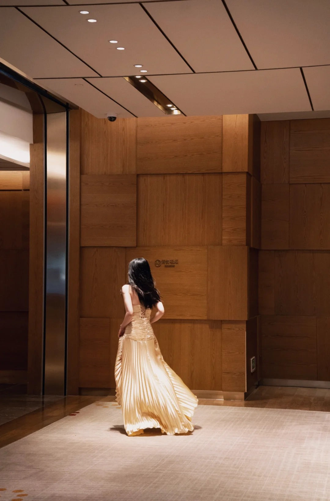 Gold Pleats Vintage Evening Dresses, Sleeveless Long Party Gowns  cg25498