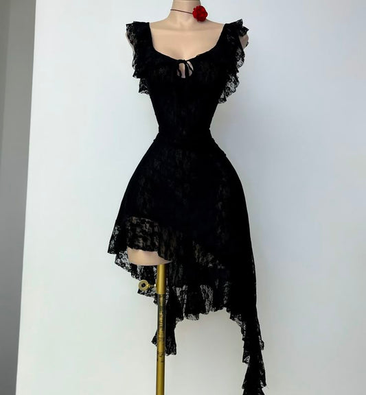 Black Lace Vintage Short Party Dress Cocktail Dresses Homecoming Dress     cg25765
