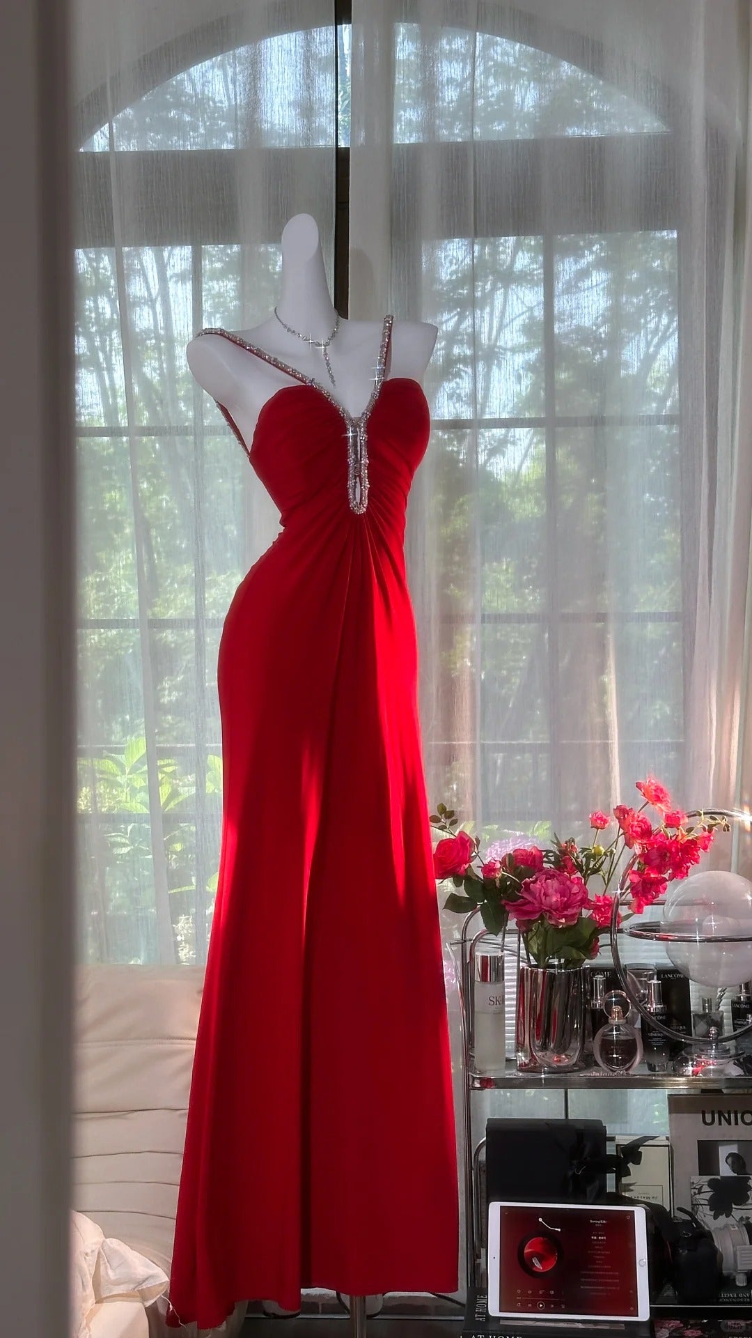 Red Vintage Prom Party Dresses Unique Long Evening Dress   cg25961