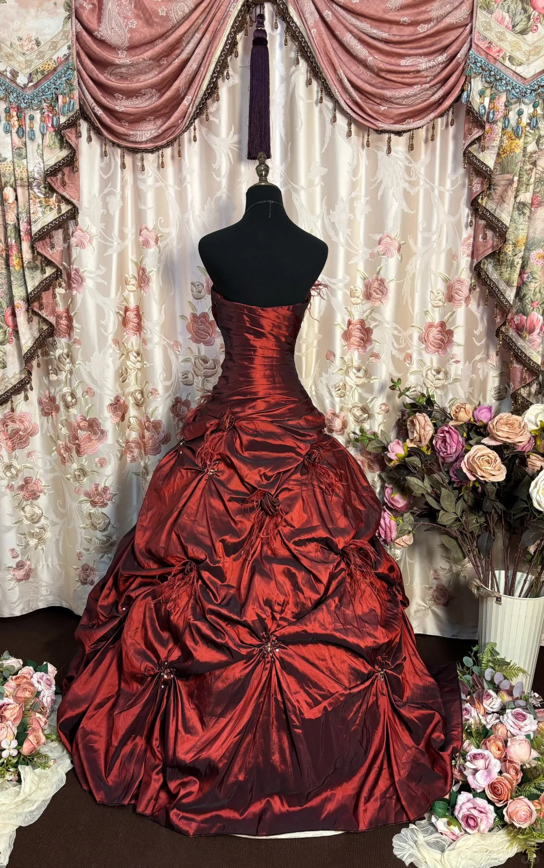 A Line Red Ball Gown Unique Long Evening Dress    cg25541