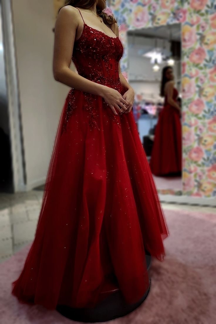 A Line Burgundy Shiny Tulle Long Party Dress Evening Dress Prom Dresses     cg25673