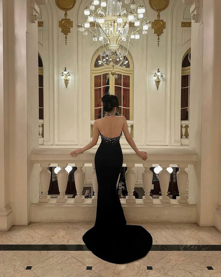 Black Mermaid Halter Long Prom Party Dresses Formal Evening Dress    cg25877