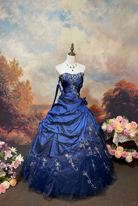 A Line Royal Blue Strapless Ball Gown Quinceanera Dress Unique Evening Dress    cg25566