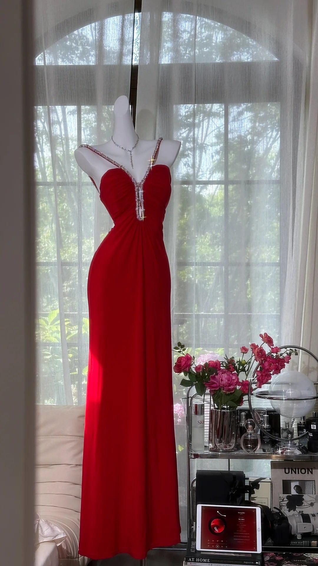 Red Vintage Prom Party Dresses Unique Long Evening Dress   cg25961
