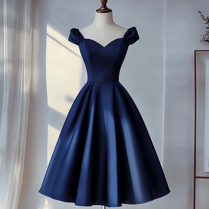 A-line Navy Vintage Homecoming Dresses Short Prom Dress Short Party Dress    cg25954