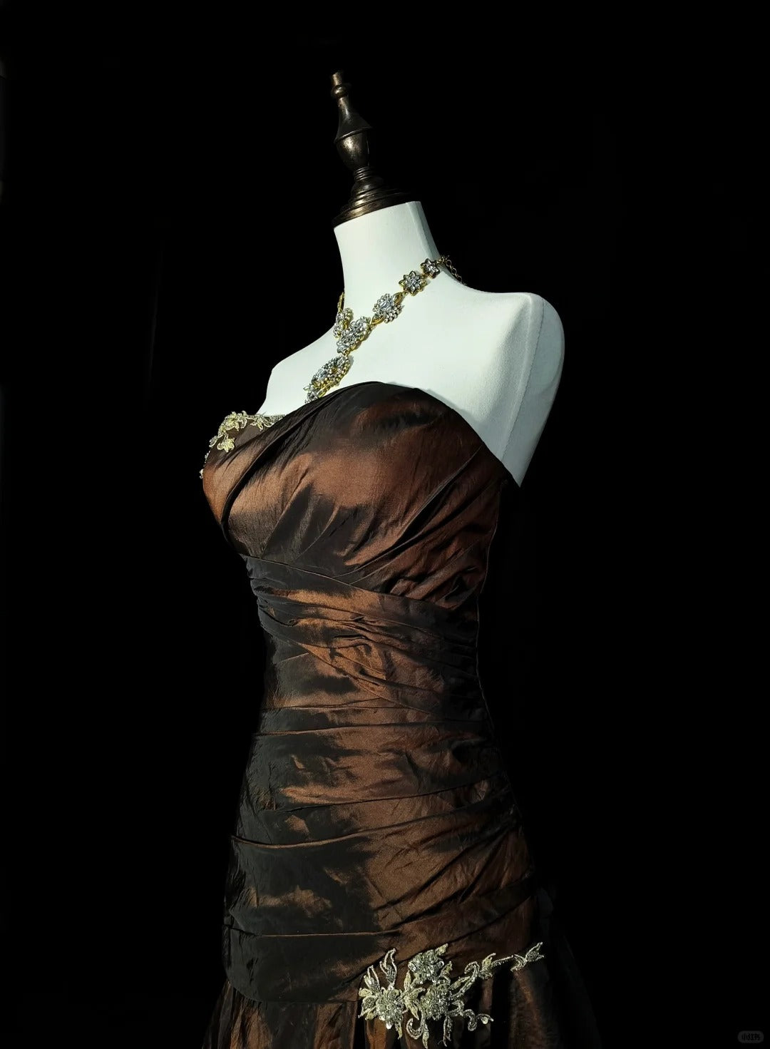 Strapless Brown Vintage Evening Dresses, Sleeveless Long Party Gowns  cg25499
