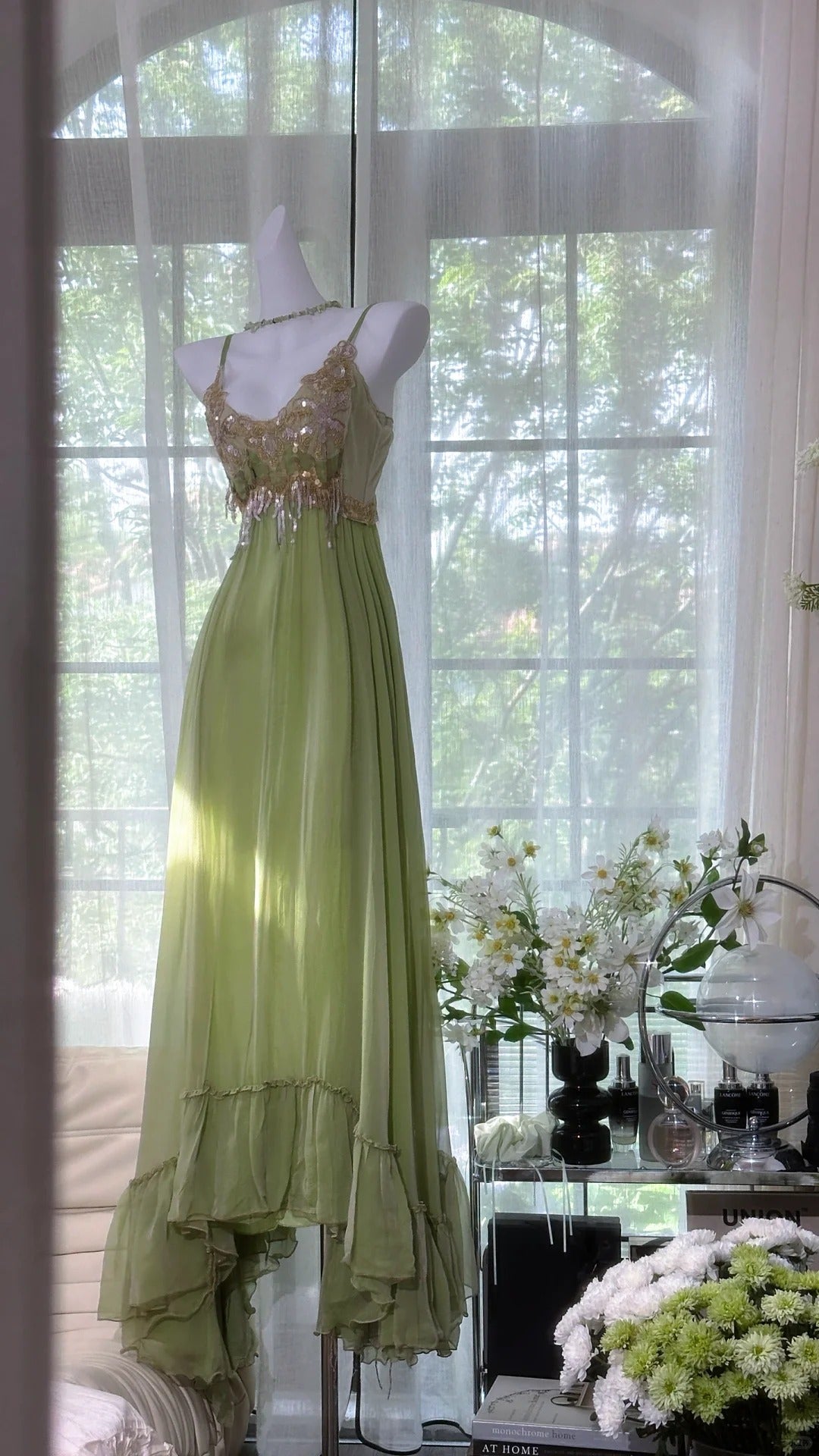 Green Long Vintage Prom Party Dresses Formal Evening Dress   cg25893