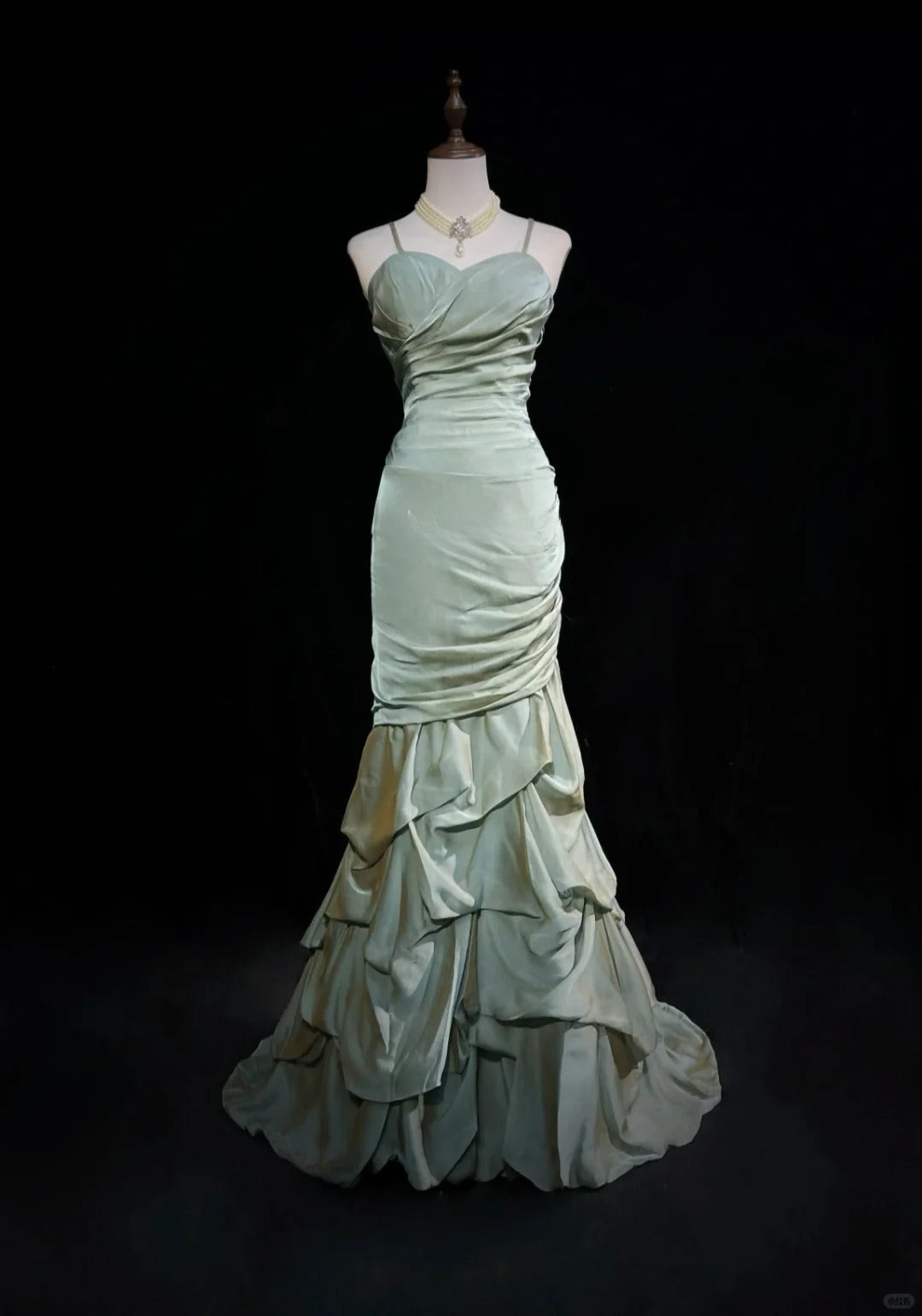 Sage Green Mermaid Formal Dress Vintage Long Party Dress Evening Dress Prom Dresses     cg25719