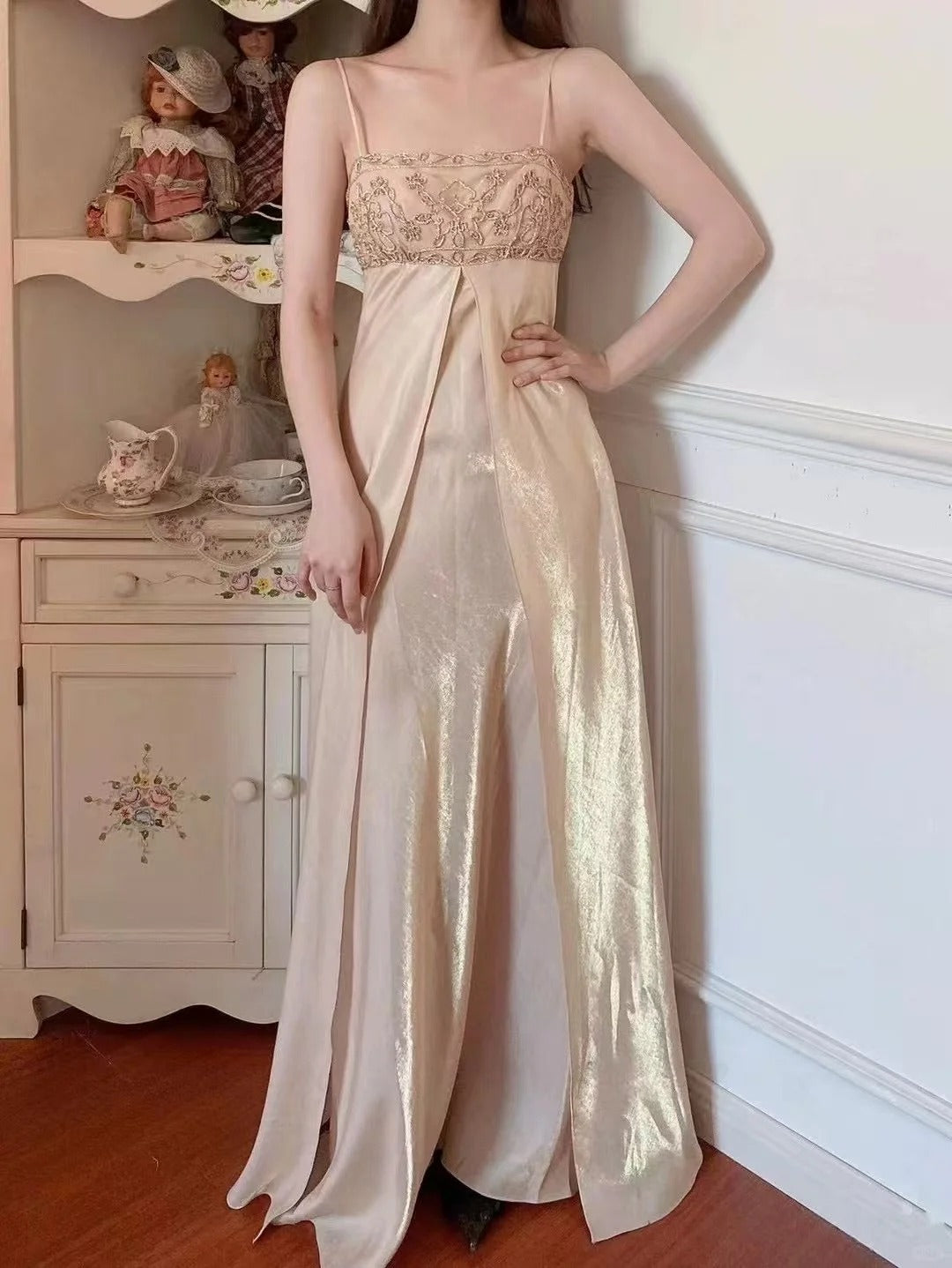 A Line Vintage Long Party Dress Evening Dress Prom Dresses     cg25696