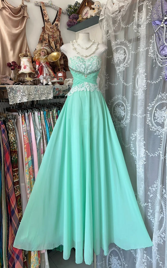 A Line Chiffon Lace Vintage Long Party Dress Evening Dress Prom Dresses     cg25748