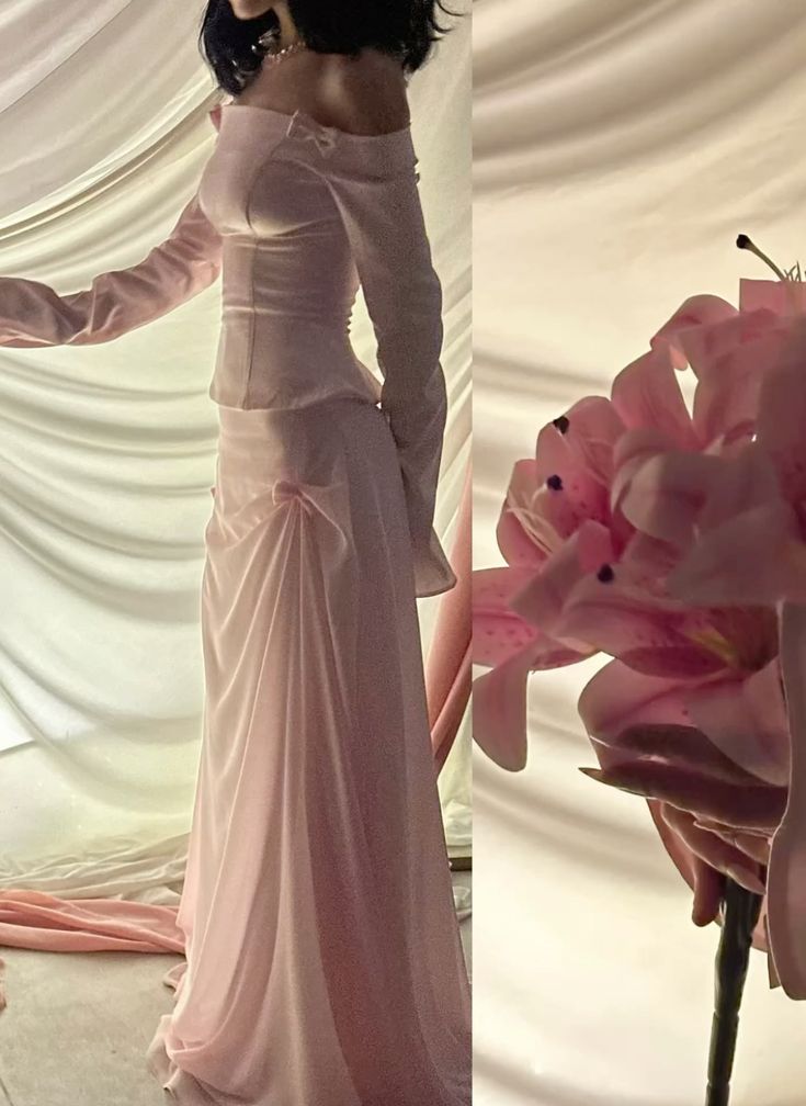 Pink Long Sleeves Evening Dress New Arrive Prom Party Dress    cg25640