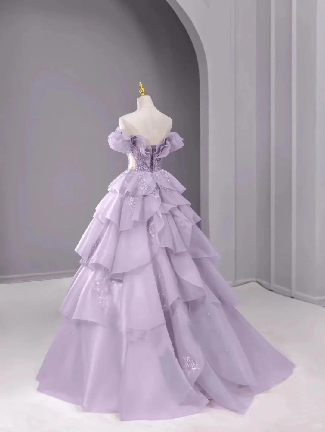 A Line Off The Shoulder Lilac Prom Dresses Long Evening Dress    cg25449