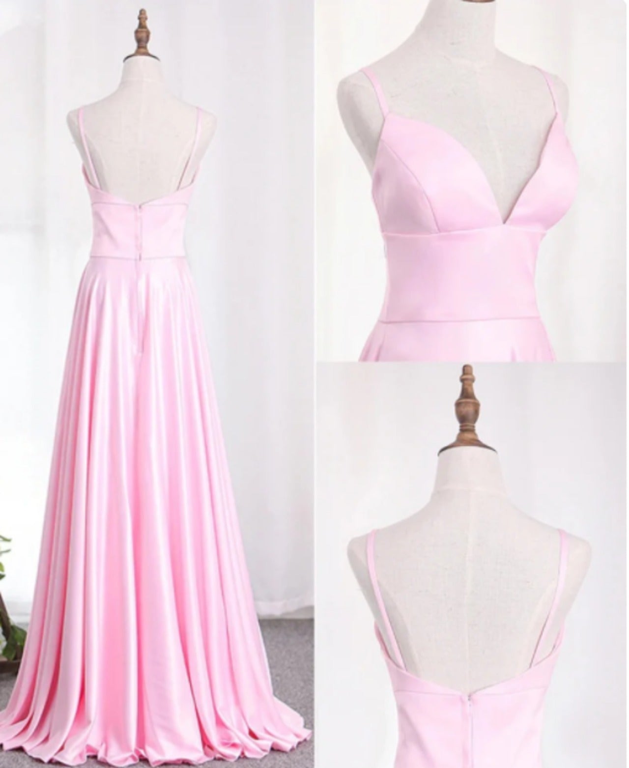 Charming Deep V Neck Straps Floor Length Prom Dresses cg6176