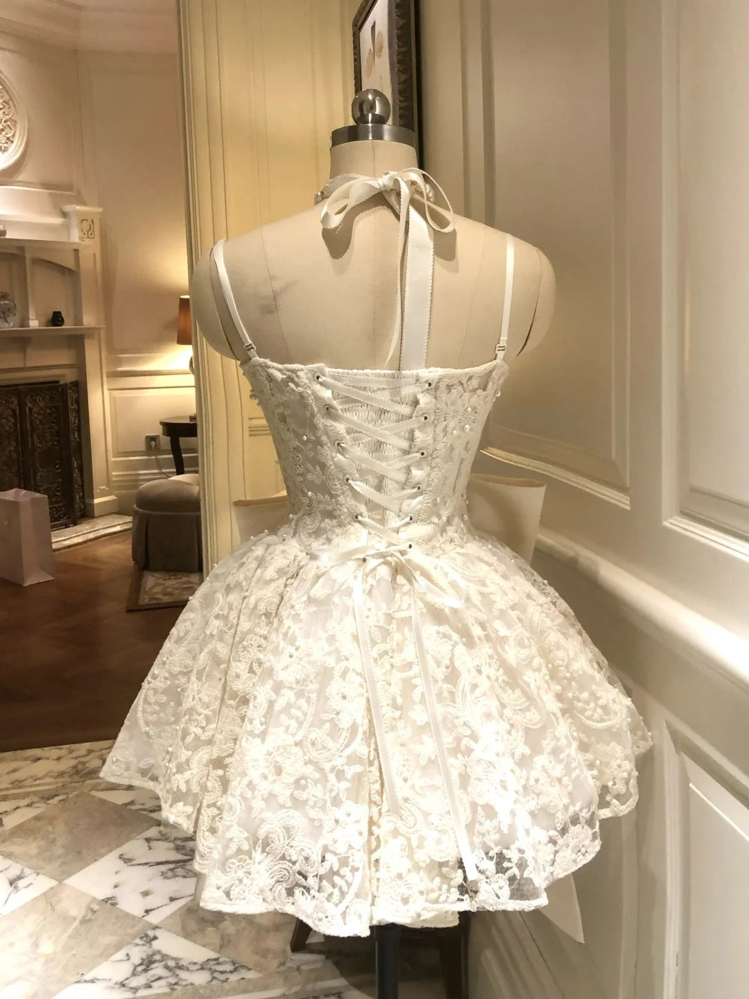 A Line Lace Short Party Dress Short Evening Dress      cg25553