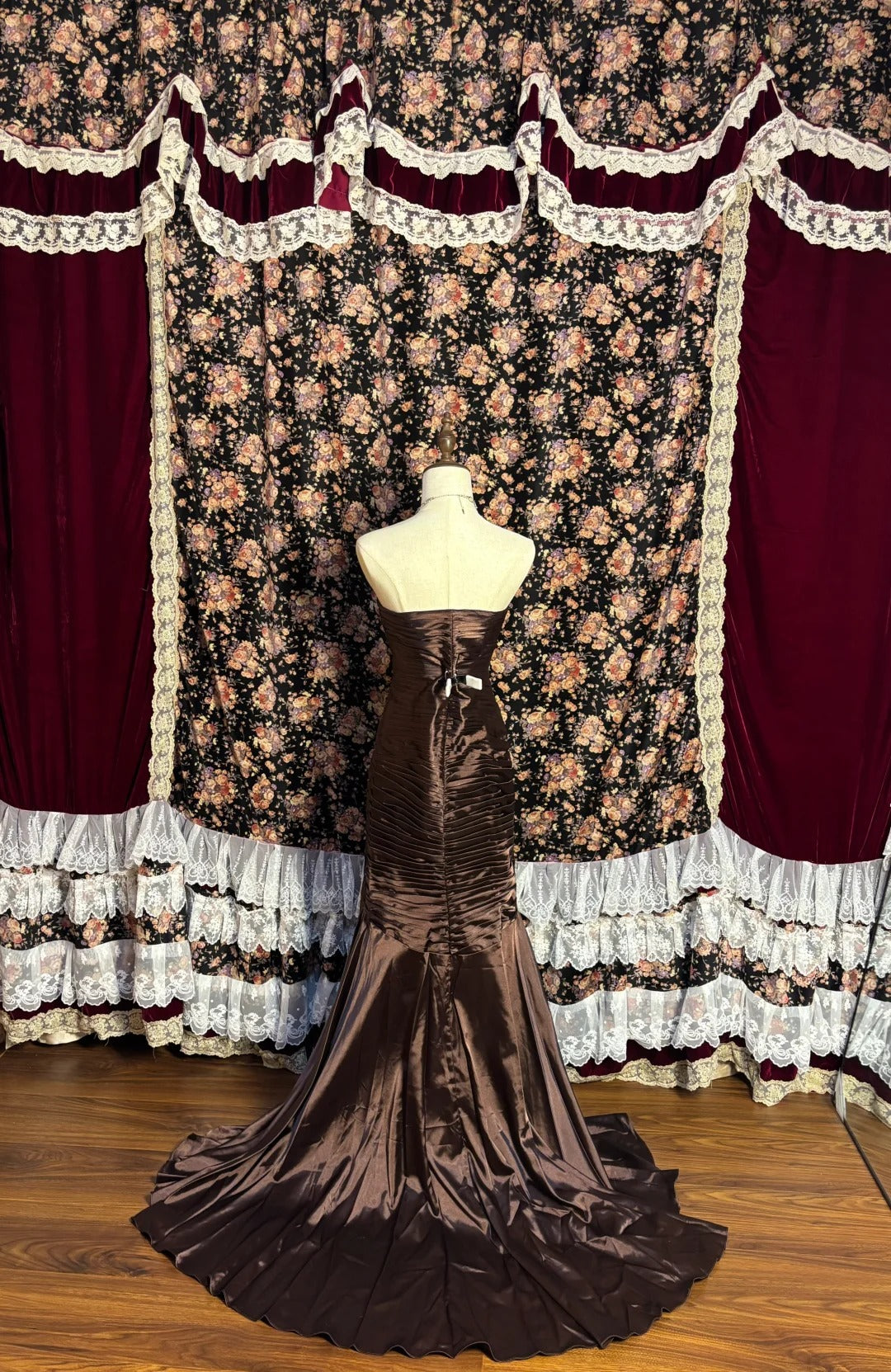 A Line Brown Strapless Evening Dresses,Sleeveless Party Prom Dress  cg25479