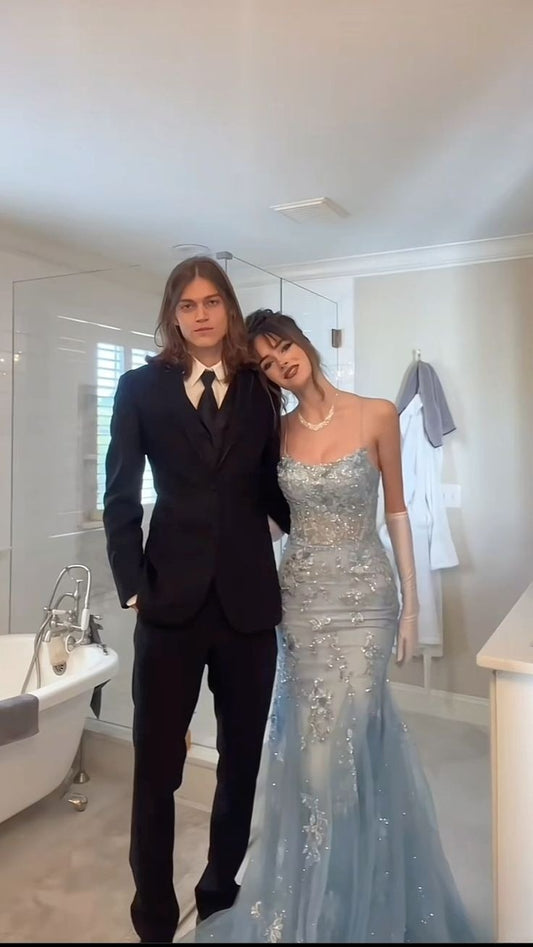 Mermaid Long Blue Tulle Evening Dress Long Prom Party Dress    cg25629