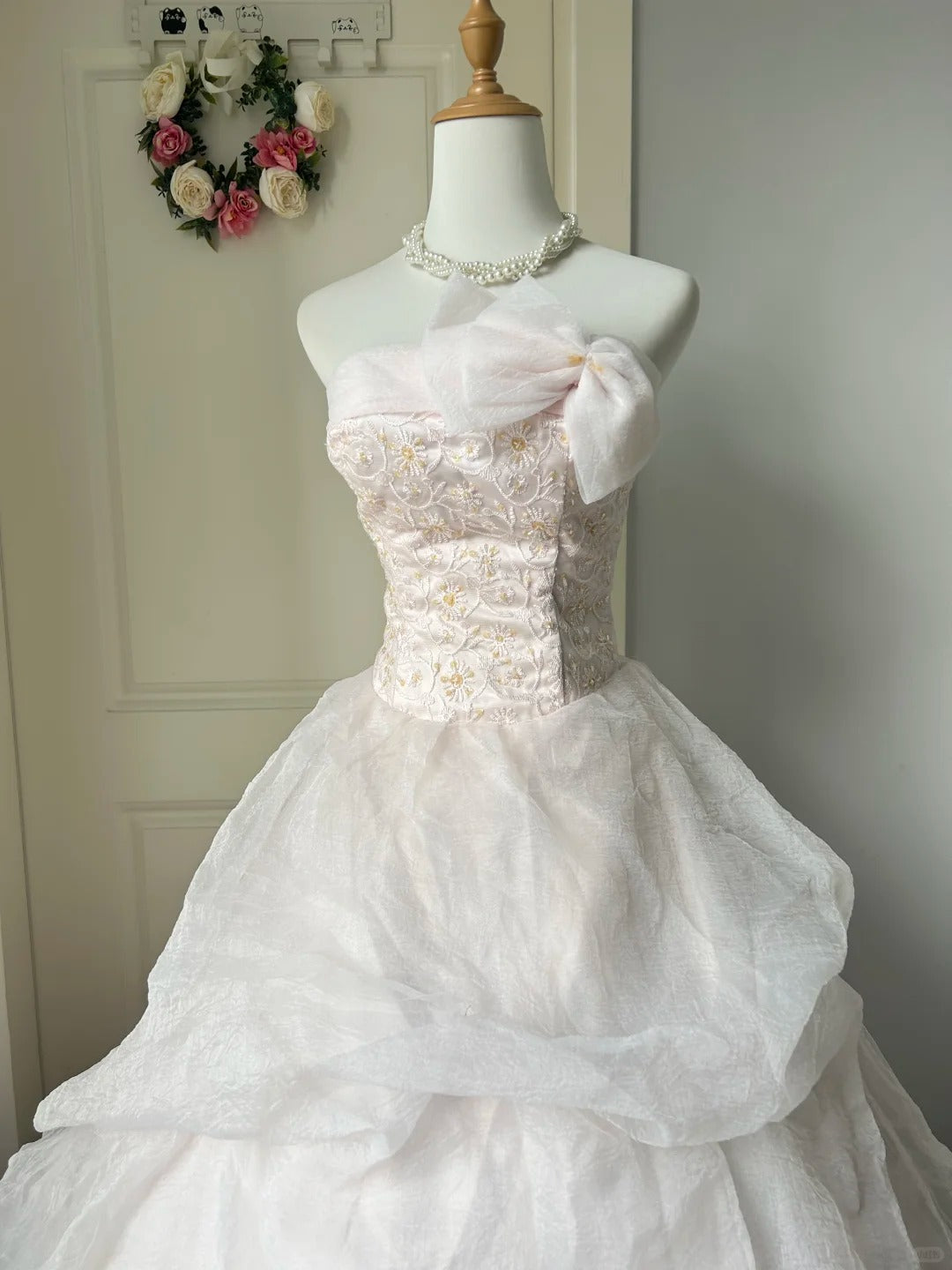 A Line Light Pink Strapless Prom Party Dresses Unique Long Evening Dress Vintage Princess Dress   cg25990