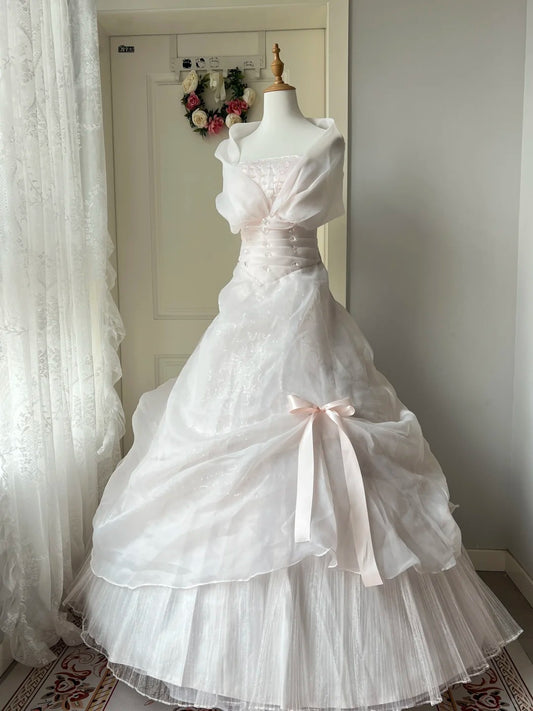 A Line Pink Prom Party Dresses Unique Long Evening Dress Vintage Princess Dress   cg25985