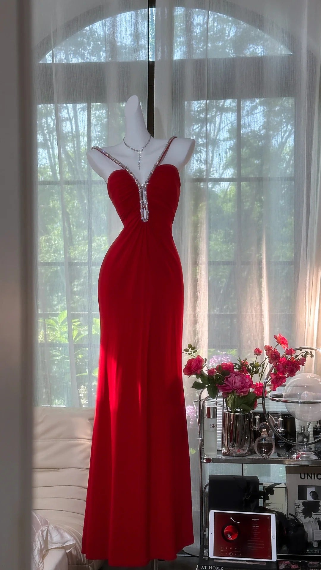 Red Vintage Prom Party Dresses Unique Long Evening Dress   cg25961