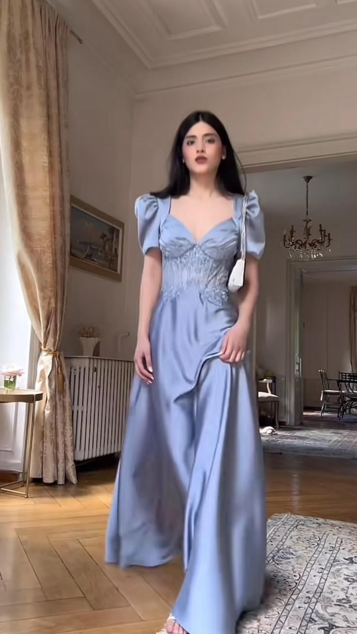 A Line Blue Prom Party Dresses Unique Evening Dress Vintage Princess Dress   cg26021