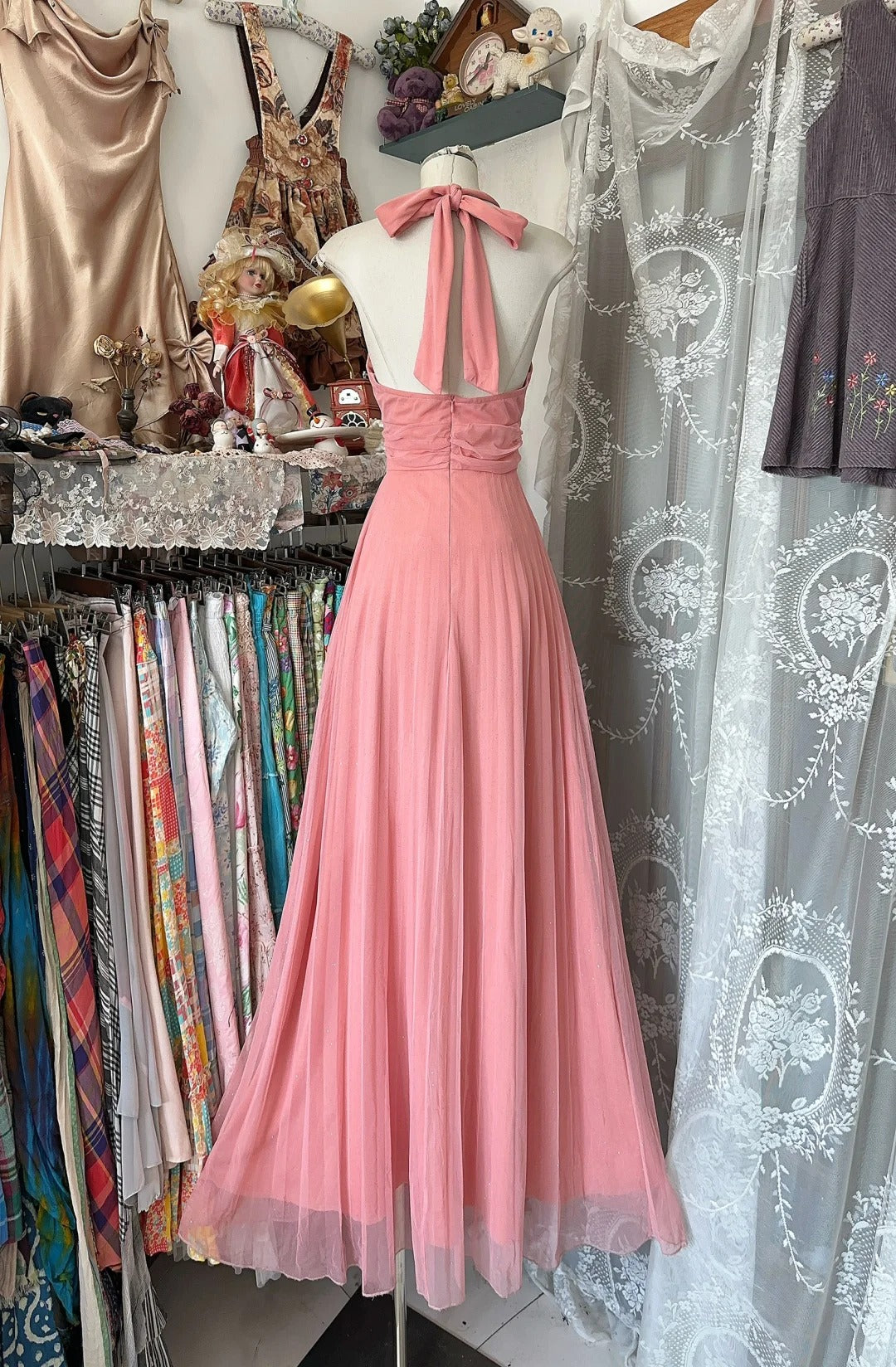 Vintage Evening Dresses,Pink Long Sleeveless Party Gowns  cg25539