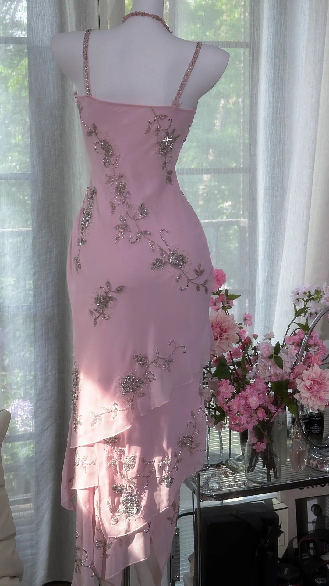 Pink Vintage Dresses, Long Evening Dress    cg25980
