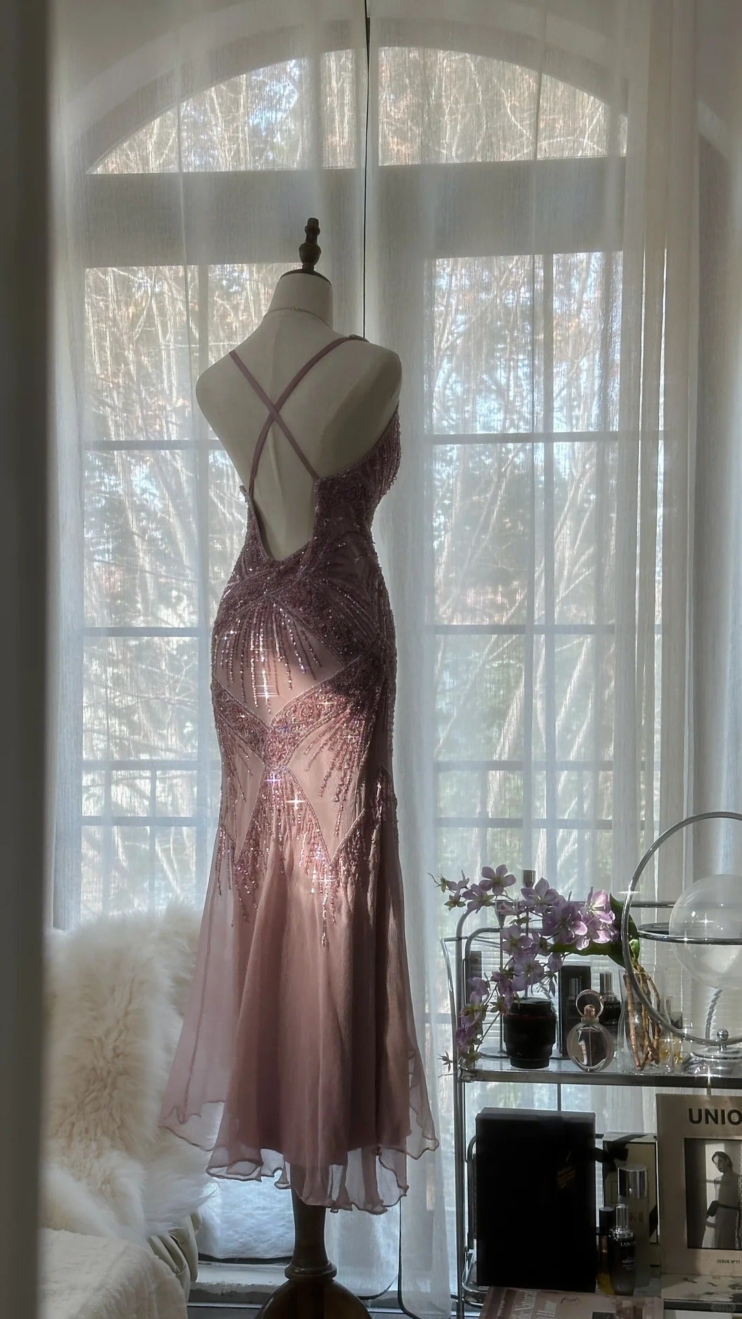 Vintage Evening Dresses, Sleeveless Pink Party Gowns  cg25514