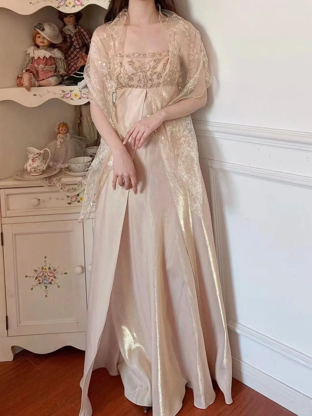 A Line Vintage Long Party Dress Evening Dress Prom Dresses     cg25696