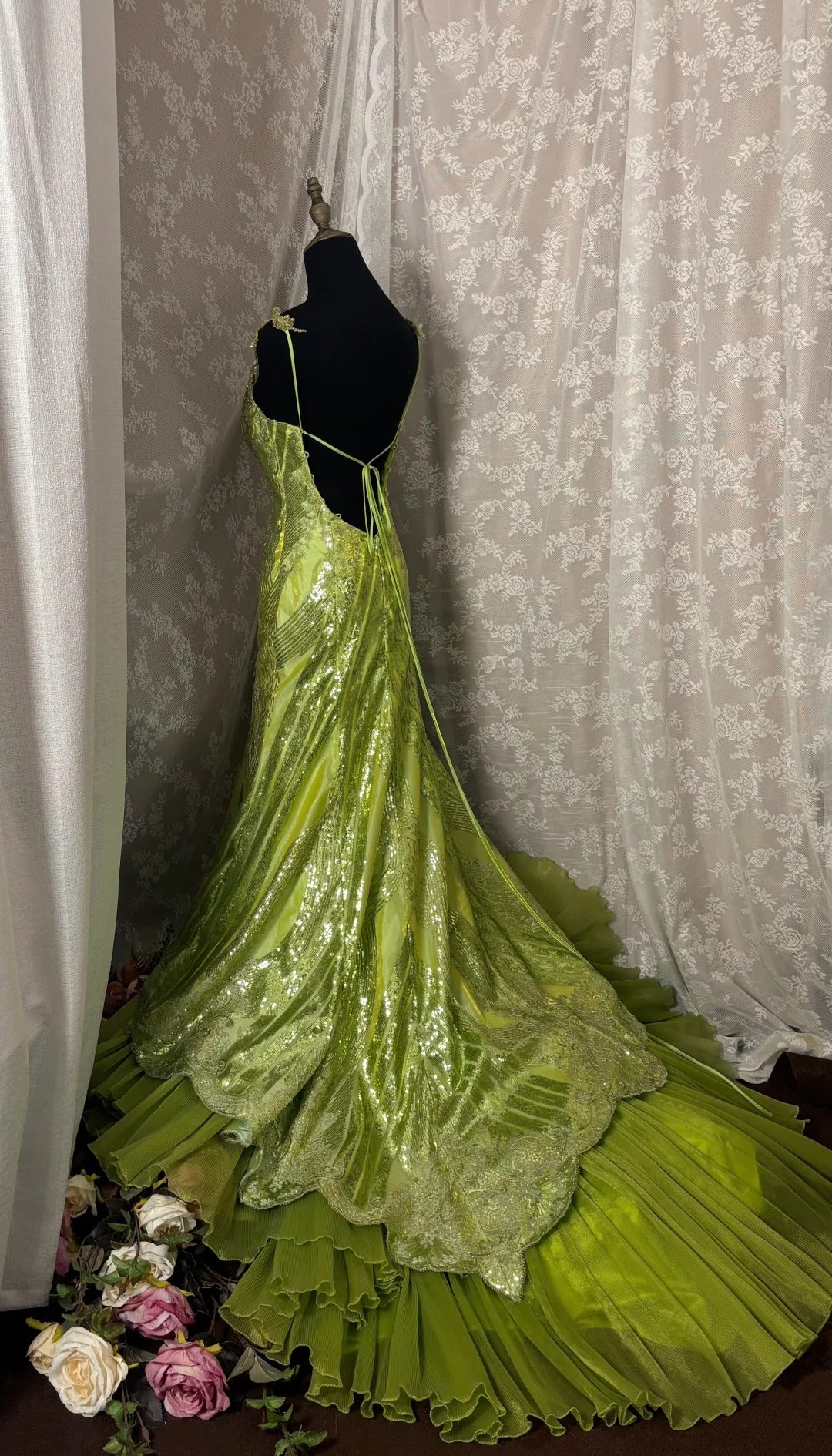 Vintage Evening Dresses,Mermaid Green Long Sleeveless Party Gowns  cg25543