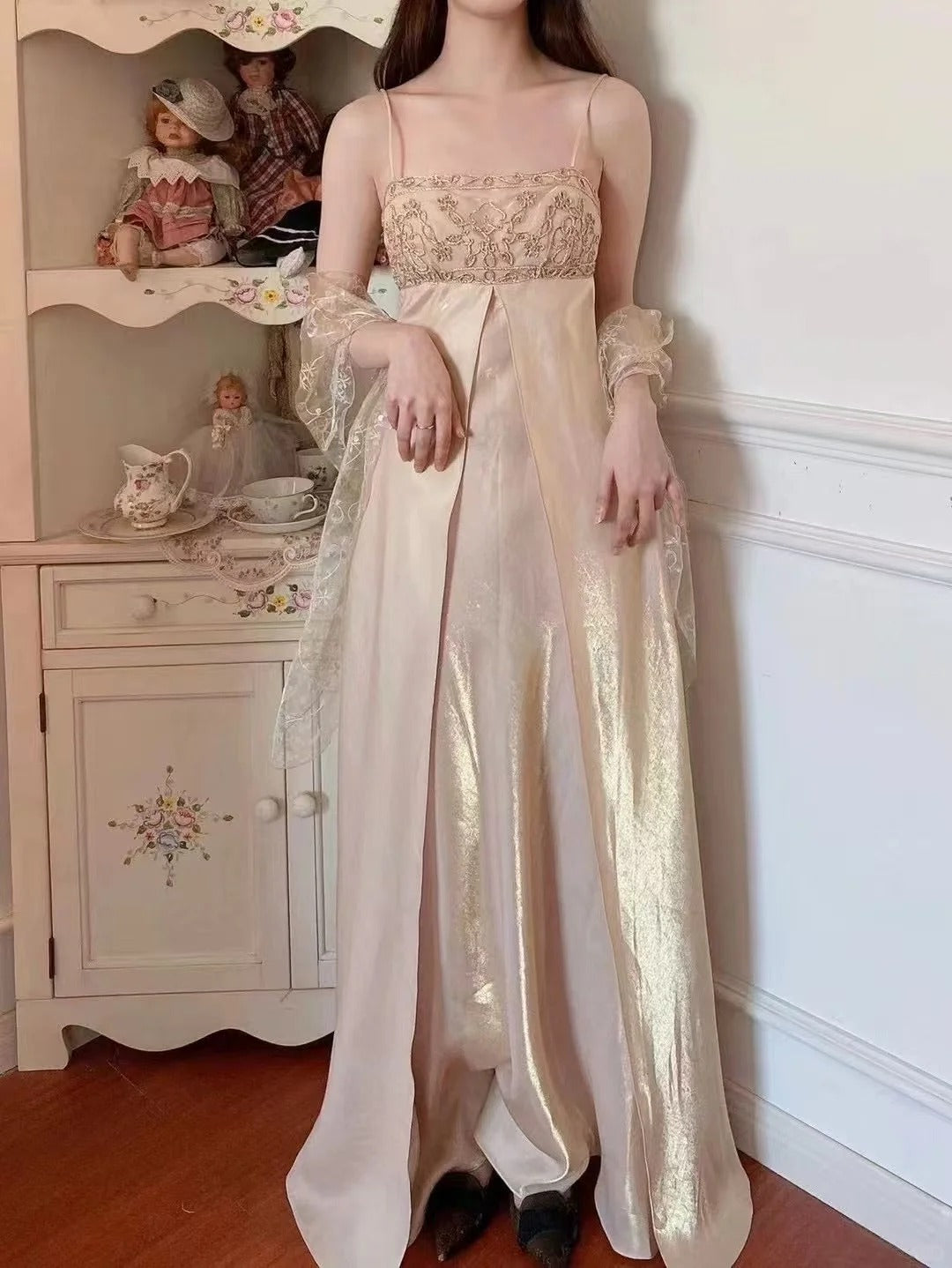 A Line Vintage Long Party Dress Evening Dress Prom Dresses     cg25696